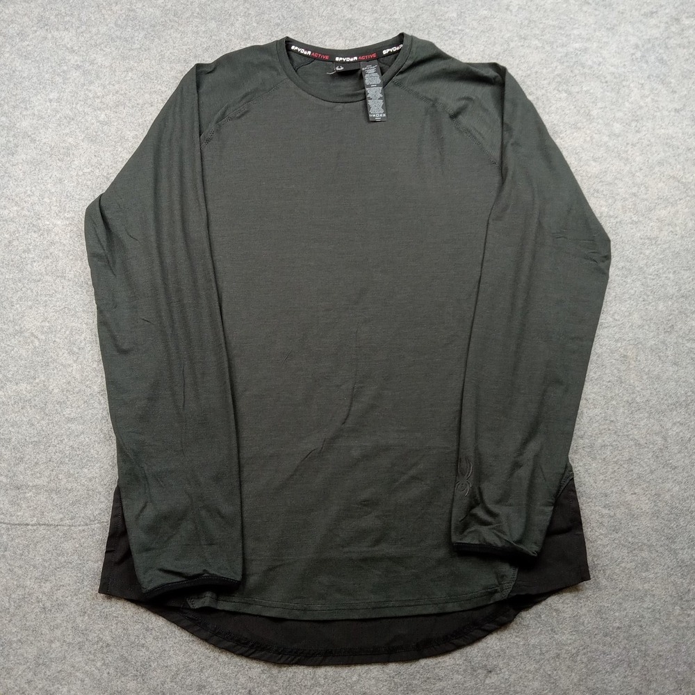 Spyder Active Shirt Mens Medium Gray Long Sleeve Performance Athletic Top SPM105